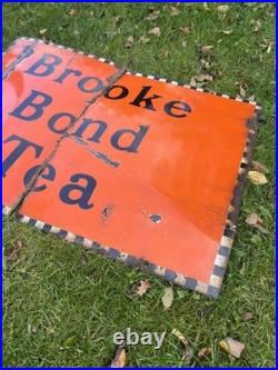Huge Vintage Original Brooke Bond Tea Enamel Advertising Shop Display Sign