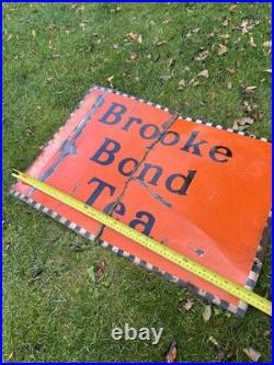 Huge Vintage Original Brooke Bond Tea Enamel Advertising Shop Display Sign