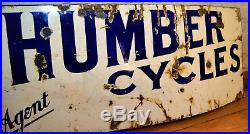 Humber cycles enamel sign early advertising decor mancave garage metal vintage