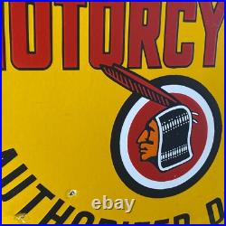 INDIAN Enamel Sign ø 19.7 (50cm) Nice Retro Motorcycle Dealership Vintage Decor INDIAN Enamel Sign ø 19.7 (50cm) Nice Retro Motorcycle Dealership Vintage Decor