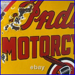 INDIAN Enamel Sign ø 19.7 (50cm) Nice Retro Motorcycle Dealership Vintage Decor INDIAN Enamel Sign ø 19.7 (50cm) Nice Retro Motorcycle Dealership Vintage Decor