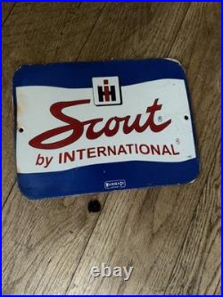 INTERNATIONAL TRACTORS SCOUT Enamel Sign / Vintage Garage-Man Cave -bar -shed