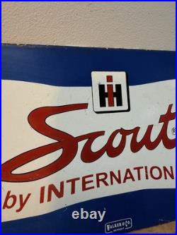 INTERNATIONAL TRACTORS SCOUT Enamel Sign / Vintage Garage-Man Cave -bar -shed