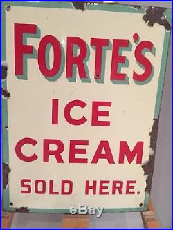 Ice Cream Enamel Sign Original Old Rare Antique Advertising Collectable Vintage