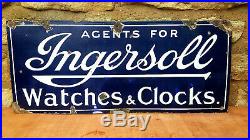 Ingersoll Watches & Clocks Double Sided Vintage Original Enamel Sign