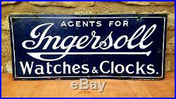 Ingersoll Watches & Clocks Double Sided Vintage Original Enamel Sign