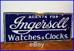 Ingersoll watches & clocks enamel sign advertising mancave garage metal vintage