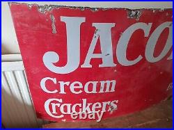 Jacobs Cream Crackers enamel sign. Vintage enamel sign