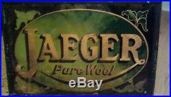 Jaeger antique vintage shop advertising sign glass, not enamel