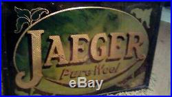 Jaeger antique vintage shop advertising sign glass, not enamel