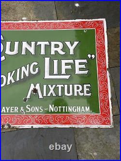 John Player Country Life Smoking Mixture Rare Large Vintage Enamel Sign Lovely