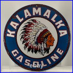 Kalamalka Enamel Sign Ø 50cm (19.7) Big Vintage Gasoline Station Decoration