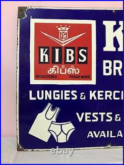 Kibs Vests Briefs Original Antique Vintage Advt Tin Enamel Porcelain Sign Board