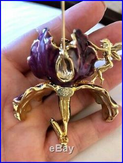 Kirks Folly Rare Purple Iris & Fairy Pin Brooch Signed Vintage Goldtone