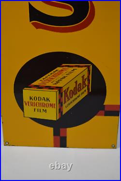 Kodak Camera vintage Verichrome Film Advertise rare Porcelain Enamel Sign 2 mtr
