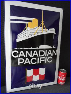 LARGE Canadian Pacific Vintage Cruise Line Boat Company Porcelain Enamel Sign