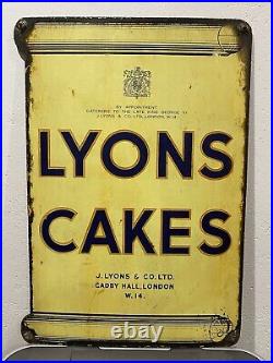 LYONS CAKES Enamel Sign Double Sided Original Condition