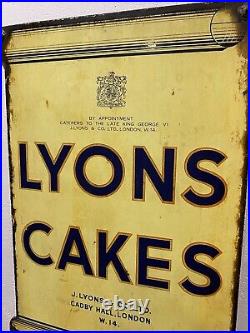 LYONS CAKES Enamel Sign Double Sided Original Condition