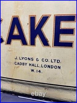 LYONS CAKES Enamel Sign Double Sided Original Condition