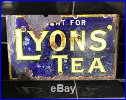 LYON'S TEA Genuine Vintage Post Mount Enamel Sign
