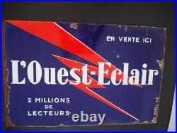 L'Ouest-Eclair vintage French enamel double sided sign