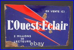 L'Ouest-Eclair vintage French enamel double sided sign