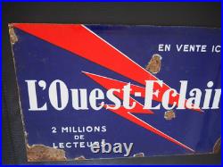 L'Ouest-Eclair vintage French enamel double sided sign