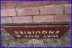 Large 2 Sided Enamel Vintage Railway Sign Original Condition Railwayana