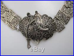 Large Antique Russian Niello Enamel Belt 875 Silver Vintage Signed