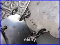 Large Antique Russian Niello Enamel Belt 875 Silver Vintage Signed