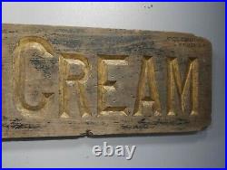 Large Antique Vintage Carved Wooden Gilded Victorian Advertising Sign Not Enamel