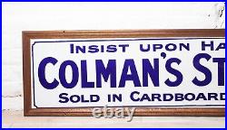 Large Antique Vintage Early 20th Century Advertising Colmans Starch Enamel Sign