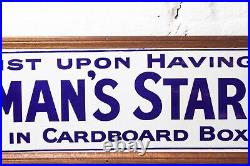 Large Antique Vintage Early 20th Century Advertising Colmans Starch Enamel Sign