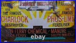 Large Antique Vintage enamel Sign Display yellow statement piece