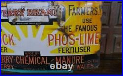 Large Antique Vintage enamel Sign Display yellow statement piece