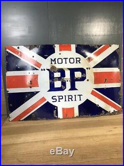 Large BP Union Jack sign vintage old 1920s classic vintage enamel Automobilia
