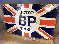Large BP Union Jack sign vintage old 1920s classic vintage enamel Automobilia