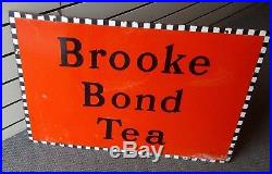 Large Brooke Bond Tea Enamel Sign Vintage Porcelain Antique Cafe 1940'S