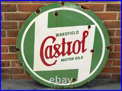 Large Castrol Wakefield Motor Oils Enamel Vintage Garage Sign