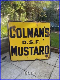 Large Coleman's Mustard Original Vintage Enamel Advertising Sign