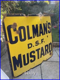 Large Coleman's Mustard Original Vintage Enamel Advertising Sign
