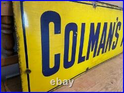 Large Colmans Mustard Vintage Enamel Advertising Sign Pub Bar Mavecave Kitchen
