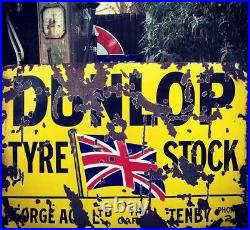 Large Dunlop Tyres Vintage Enamel Sign