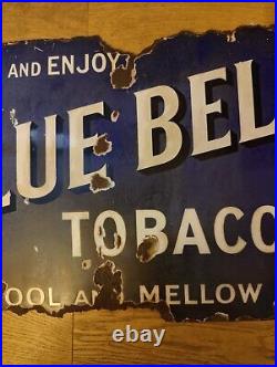 Large Genuine Vintage Enamel Blue Bell Tobacco Sign. All Original