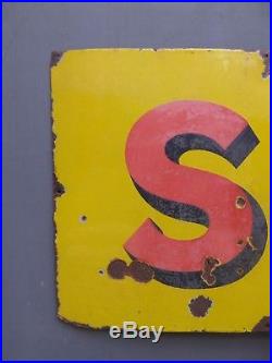 Large Original Antique Vintage Shell Motor Spirit Enamel Advertising Sign