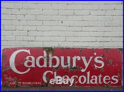 Large Original Vintage CADBURY'S CHOCOLATES Enamel Advertising Sign c. 1930's