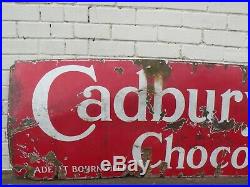 Large Original Vintage CADBURY'S CHOCOLATES Enamel Advertising Sign c. 1930's
