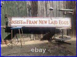 Large Original Vintage Enamel Fram Egg Sign