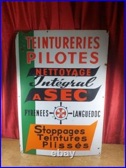 Large Original Vintage French Enamel Advertising Sign For Dyes