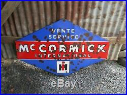 Large Original Vintage McCormick international Tractor Dealer/Shop Enamel Sign